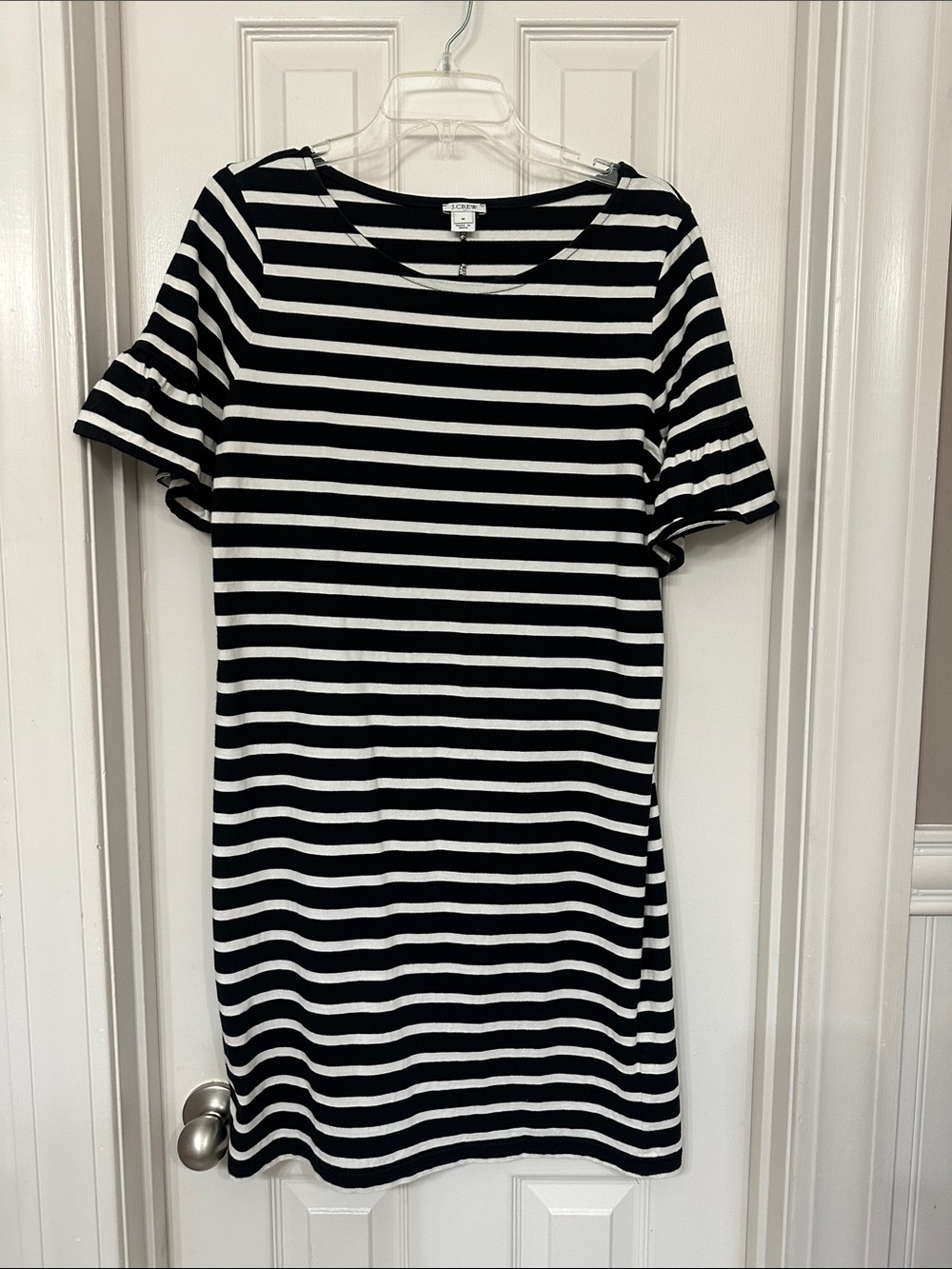 J. Crew Black and White Striped Mini Dress